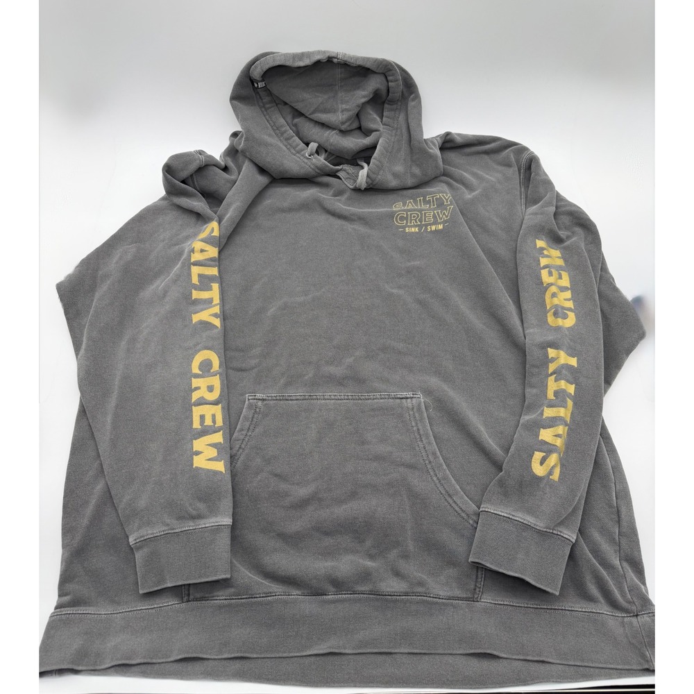 Salty Crew Mens 3XL Hoodie Gray Find Refuge In The Sea Graphic Pullover Sweat
